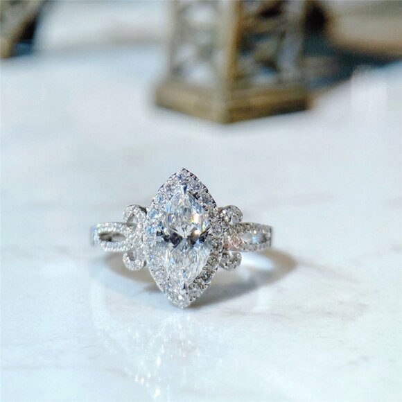 💎Beautiful Marquis Noble Women Pure Zircon Silver DaintyFashion Ring,UNV… - Picture 6 of 6